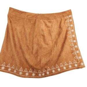 Persun Faux Suede Western Rodeo Festival Skirt Women's XL Brown Tribal Lined
